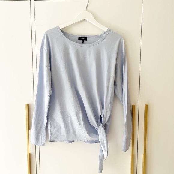 theory Serah Stretch-Cotton Tie-Waist Top - Picture 4 of 7